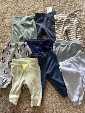 Lot of 9 Baby/Toddler Pants - Neutral & Navy Mix